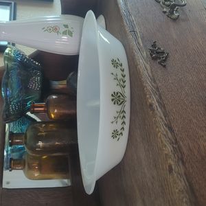 ❇️Vintage Glasbake Green Daisy Divided Dish